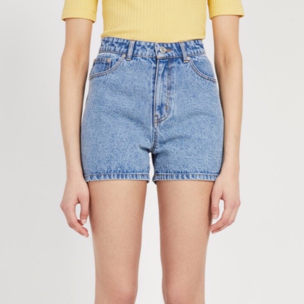 Frank & Oak Light Blue High-Waist Jean Shorts